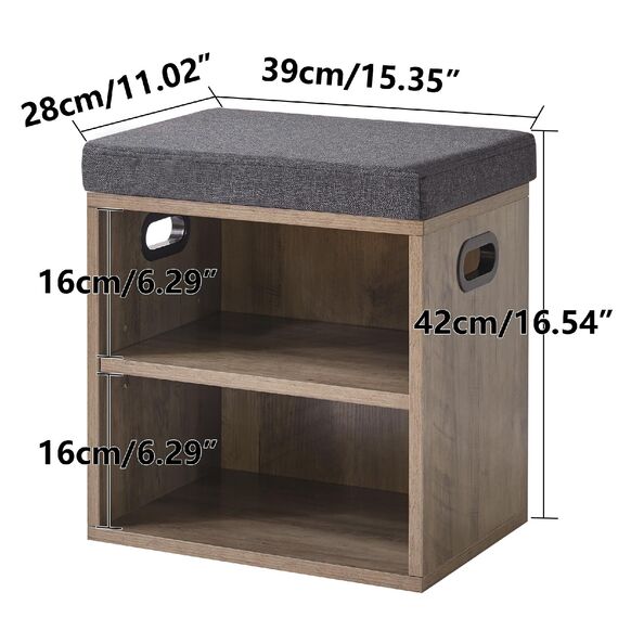 YMYNY Schuhbank mit Sitzfläche, Schuhschrank mit sitzbank, Schuhregal Klein mit Sitzbank, Sitzbank mit Stauraum für Eingang, Flur, Schlafzimmer, 42H*39L*28Wcm, Silber Grau HBD028Y