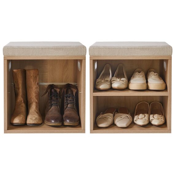 YMYNY Schuhbank mit Sitzfläche, Schuhschrank mit sitzbank, Schuhregal Klein mit Sitzbank, Sitzbank mit Stauraum für Eingang, Flur, Schlafzimmer, 42H*39L*28Wcm, Licht Natürlich HBD028R