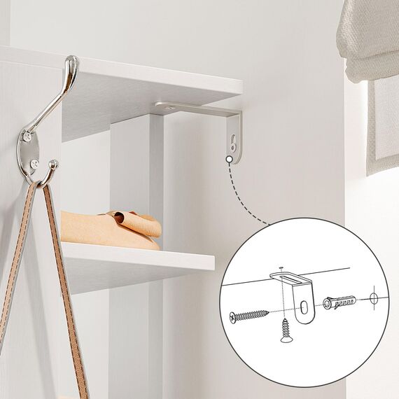 HOOBRO 8-lagiges Schuhregal, schmales Schuhablage, 50 cm Schuhschrank mit 2 Haken, Ablagegestelle, platzsparend, Eingang, Wohnzimmer, Weiß EWT750XJ01