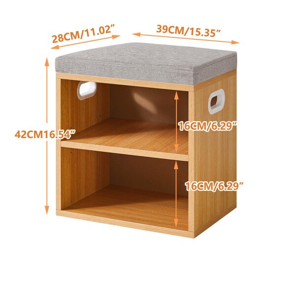 YMYNY Schuh Aufbewahrungsbank mit Sitzkissen, 2-Tier Schuh Rack mit gepolstertem Sitz, justierbarer Schuh Organizer Schrank für Eingang, Wohnzimmer, Flur, Schrank, 42H*39L*28Wcm, Natürlich, HBD028N