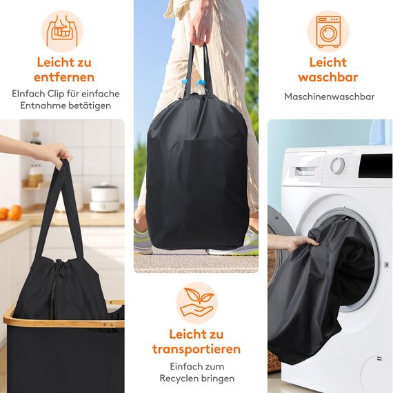 Lifewit 150L Pfandflaschen Sammelbehälter 2 fächer mit Deckel, Groß Pfandflaschen Behälter 2 Tragetasche für ErhaltenFlaschensammler eignet Sich für Küche, Küche Abstellraum Flaschentasche, Schwarz