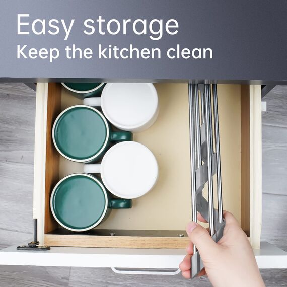 Tomorotec Dreieck Roll-Up Abtropfgestell für Spüle Ecke Kleine Faltbare Edelstahl Über Der Spüle Vielseitige Küchenabtropfkorb Organizer Aufbewahrung Platzsparender Regalhalter (Grau)