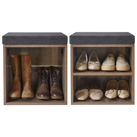 YMYNY Schuhbank mit Sitzfläche, Schuhschrank mit sitzbank, Schuhregal Klein mit Sitzbank, Sitzbank mit Stauraum für Eingang, Flur, Schlafzimmer, 42H*39L*28Wcm, Silber Grau HBD028Y
