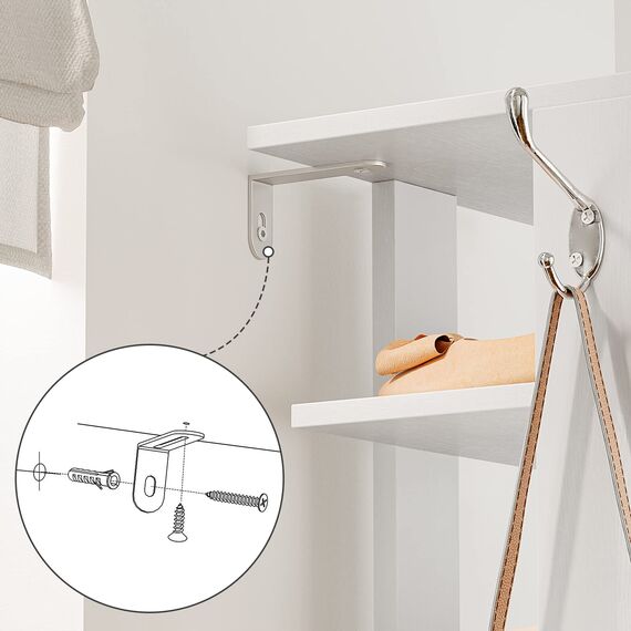 HOOBRO Schuhregal, Standregal, 10-stöckiger Schuhorganisator, schmales Schuhablage, mit Haken, geeignet für Flur, Schlafzimmer, platzsparend, Vintagebraun, Weiß EWT141XJ01