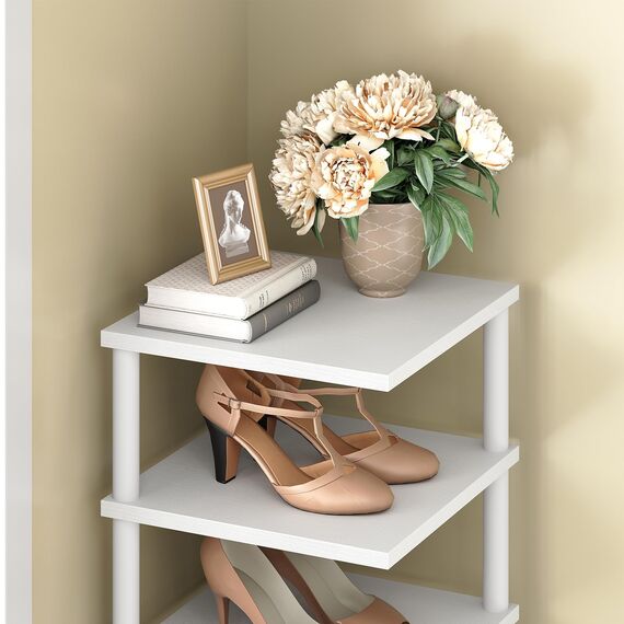 HOOBRO Vertikales Schuhregal, 8-lagiges Schuhregal, schmales Schuhablage, Schuhschrank, Schuhständer, Verdrehstruktur, für Eingang, Flur, Wohnzimmer, Schlafzimmer, Weiß EWW22XJ01