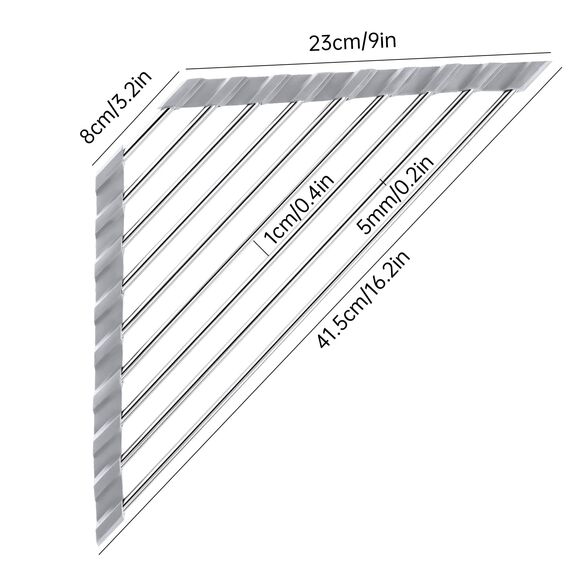 Tomorotec Dreieck Roll-Up Abtropfgestell für Spüle Ecke Kleine Faltbare Edelstahl Über Der Spüle Vielseitige Küchenabtropfkorb Organizer Aufbewahrung Platzsparender Regalhalter (Grau)