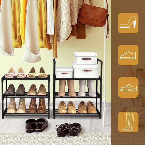 Vicye Schuhregal mit 6 Ablagen Schuhregal Schmal Schuhschrank hoch aus Metall für Flur Schlafzimmer Wohnzimmer Eingang