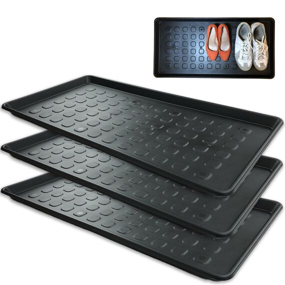 3 STK. | XXL Schuhabtropfschale Schuhmatte Ablage | Schuhablage mit erhöhtem Set Abtropfschale große Schuhunterlage Napfunterlage