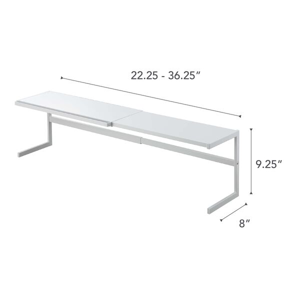 Yamazaki 4480 Tower Ausziehbares Küchenregal, weiß, Stahl, Minimalistisches Design, 54～92 x 22,5 x 25 cm (LxBxH)