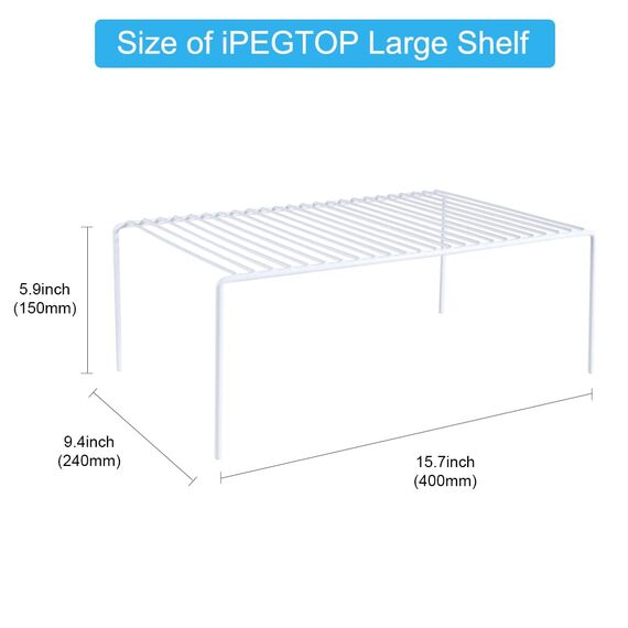 IPEGTOP 6 Stück großer Gefrierschrank-Regal, rostfreier Edelstahl, Küchenorganizer, platzsparend, für Kühlschrank, Speisekammer, Arbeitsplatten – Weiß