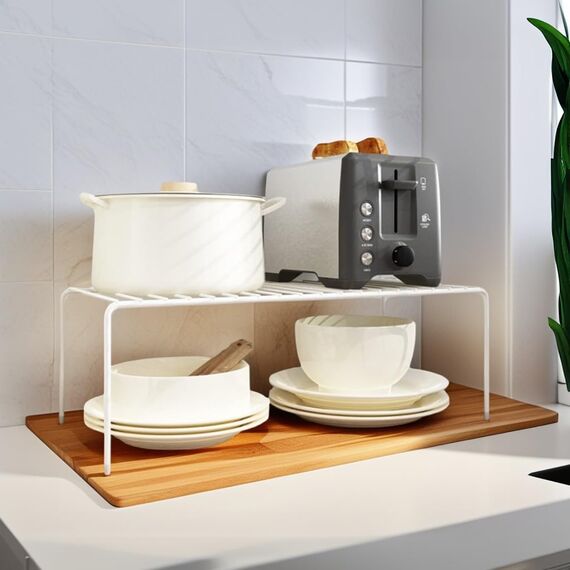 IPEGTOP 6 Stück großer Gefrierschrank-Regal, rostfreier Edelstahl, Küchenorganizer, platzsparend, für Kühlschrank, Speisekammer, Arbeitsplatten – Weiß