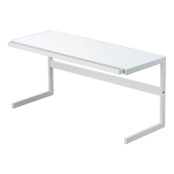 Yamazaki 4480 Tower Ausziehbares Küchenregal, weiß, Stahl, Minimalistisches Design, 54～92 x 22,5 x 25 cm (LxBxH)