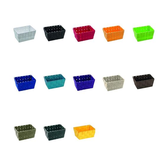 WENKO Aufbewahrungskorb Adria Mini Weiß - Badkorb, rechteckig, Kunststoff-Geflecht, Polypropylen, 19 x 9 x 14 cm, Weiß Mini Long (Packung mit 4)