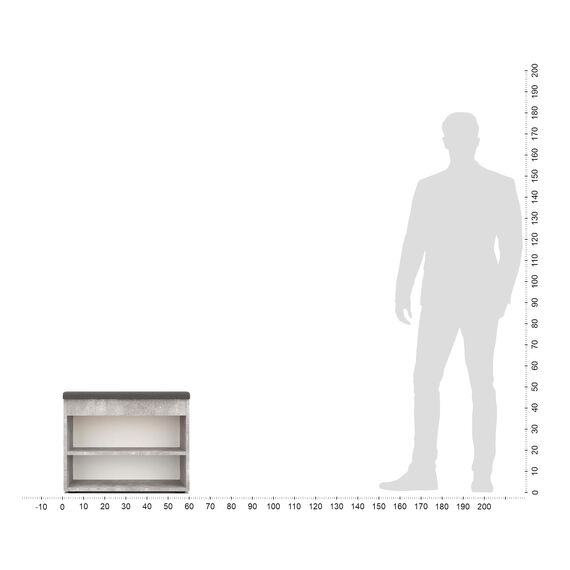 KOMTO Schuhbank mit Sitzfläche - Schuhregal Bank mit Stauraum Beton 60 x 48 x 32 cm Kleiner Schuhschrank mit Sitzbank Flur Bank Garderobenbank Sofia, Beton Polster Grau