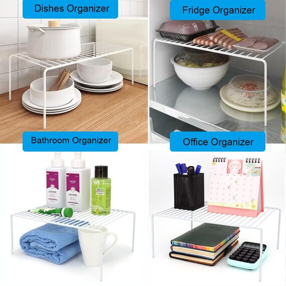 IPEGTOP 6 Stück großer Gefrierschrank-Regal, rostfreier Edelstahl, Küchenorganizer, platzsparend, für Kühlschrank, Speisekammer, Arbeitsplatten – Weiß