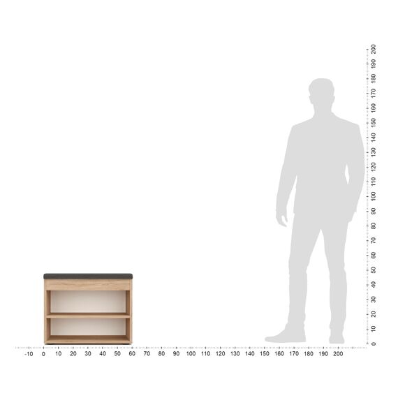 KOMTO Schuhbank mit Sitzfläche - Schuhregal Bank mit Stauraum Sonoma Eiche 60 x 48 x 32 cm Kleiner Schuhschrank mit Sitzbank Flur Bank Garderobenbank Sofia