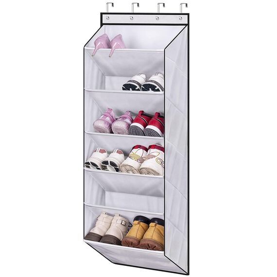 MISSLO 6 Regal Organizer über der Tür für Schuhe mit Tiefen Taschen Hängeorganizer Schuhregal für Schrank und Schlafsaal Tür Hängend 12-Paar Schmaler Türschuhregal, Weiß