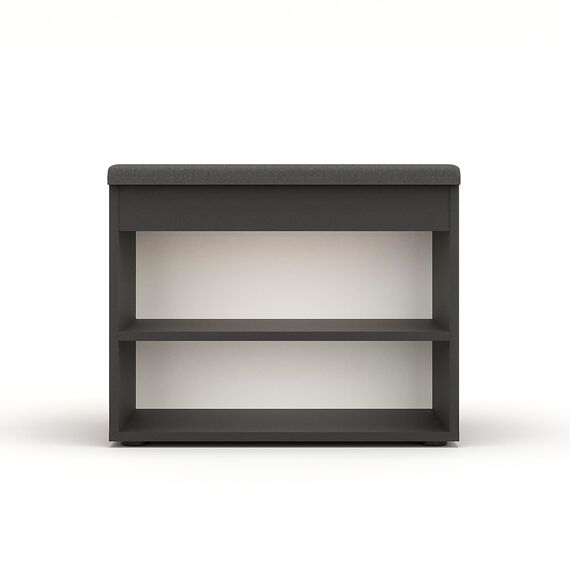 KOMTO Schuhbank mit Sitzfläche - Schuhregal Bank mit Stauraum Schwarz 60 x 48 x 32 cm Kleiner Schuhschrank mit Sitzbank Flur Bank Garderobenbank Sofia