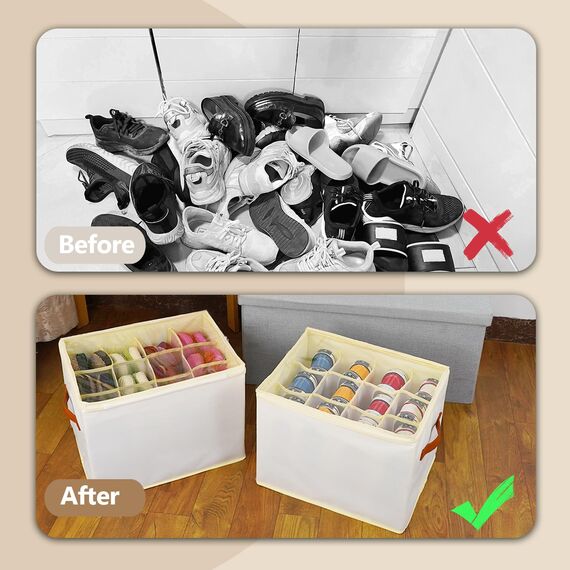 Patinao 3 Stück Schuhaufbewahrung Schuhorganizer Schuhschrank - 36 Zellen Schuhboxen Stapelbar Schuhregal Platzsparend Schuh Organizer für Schrank Shoe Rack Schuhablage Schuhe Aufbewahrung