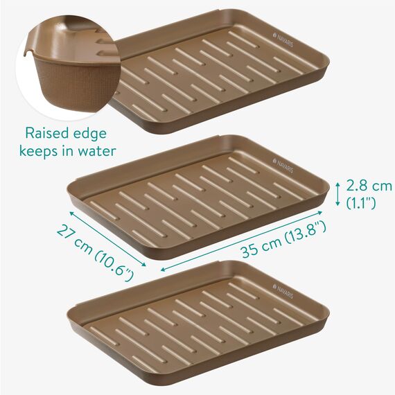 Navaris 3X Schuhabtropfschale Schuhmatte Ablage klein - Schuhablage 35x27x2,5cm mit erhöhtem Rand - Abtropfschale Bronze für Schuhe Regen Herbst Winter