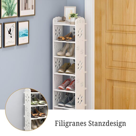 Dripex Schuhregal Standregal 7 Ablagen Schuhablage Schuhständer Schuhschrank multifunktional Standregal für Flur Schlafzimmer Küche