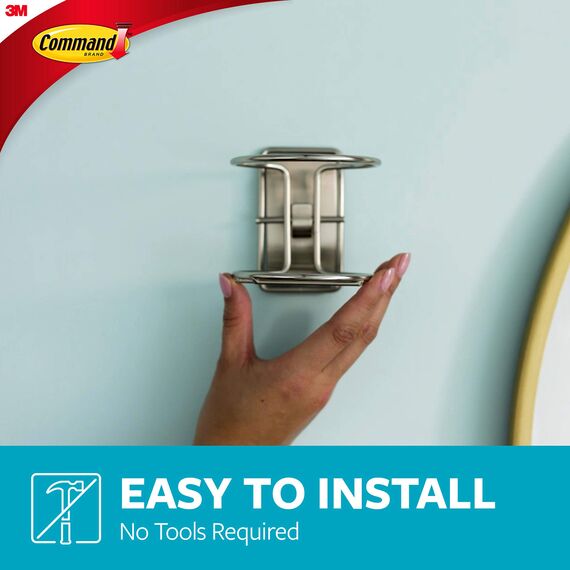 Command Zubehör, Satin-Nickel, 1, 2 wasserfeste Streifen, organisieren Sie Schäden frei Organizer, Metall, 0