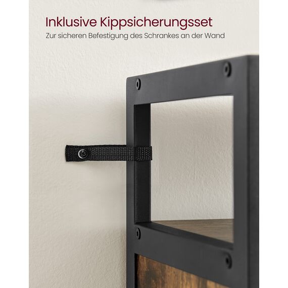 VASAGLE Schuhschrank, schmales Schuhregal, Schuhkipper mit 3 Klappen, für 12-18 Paar Schuhe, platzsparend, staubdicht, 30 x 60 x 130 cm, für Flur, vintagebraun-schwarz LBS101B01