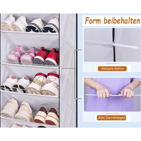 MISSLO 6 Regal Organizer über der Tür für Schuhe mit Tiefen Taschen Hängeorganizer Schuhregal für Schrank und Schlafsaal Tür Hängend 12-Paar Schmaler Türschuhregal, Weiß