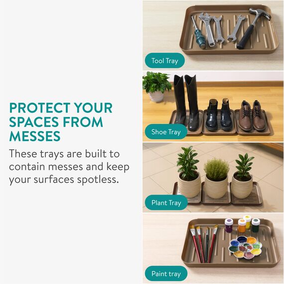 Navaris 3X Schuhabtropfschale Schuhmatte Ablage klein - Schuhablage 35x27x2,5cm mit erhöhtem Rand - Abtropfschale Bronze für Schuhe Regen Herbst Winter