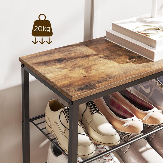 YATINEY Schuhregal hoch, Schuhablage mit 8 Ebenen, Schuhschrank mit großer Kapazität, für 32 Paar Schuhe, Metallrahmen, für Eingangsbereich, Flur, Vintagebraun und Schwarz XSS08BR