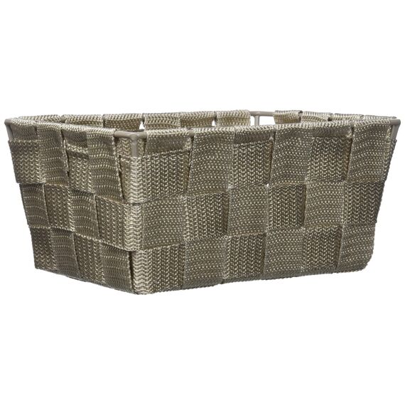 WENKO Aufbewahrungskorb Adria Mini Taupe - Badkorb, rechteckig, Kunststoff-Geflecht, Polypropylen, 19 x 9 x 14 cm, Taupe Mini Long