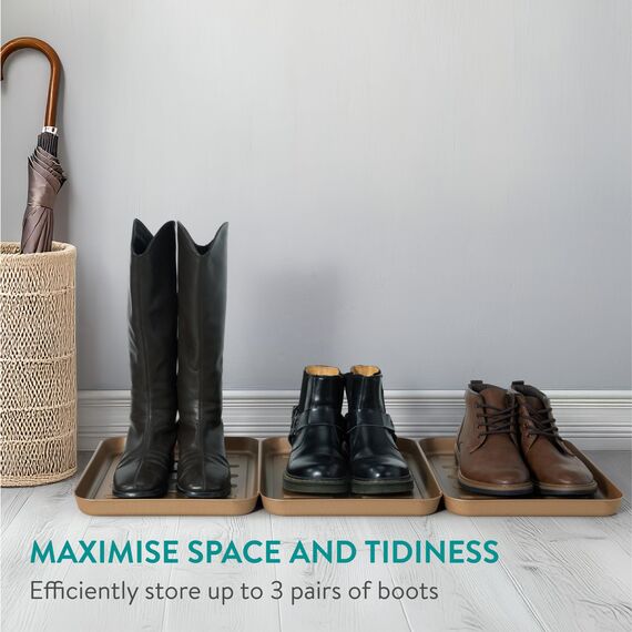 Navaris 3X Schuhabtropfschale Schuhmatte Ablage klein - Schuhablage 35x27x2,5cm mit erhöhtem Rand - Abtropfschale Bronze für Schuhe Regen Herbst Winter