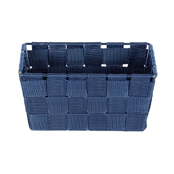 WENKO Aufbewahrungskorb Adria Mini Dunkelblau - Badkorb, rechteckig, Kunststoff-Geflecht, Polypropylen, 19 x 9 x 14 cm, Dunkelblau (Packung mit 2)