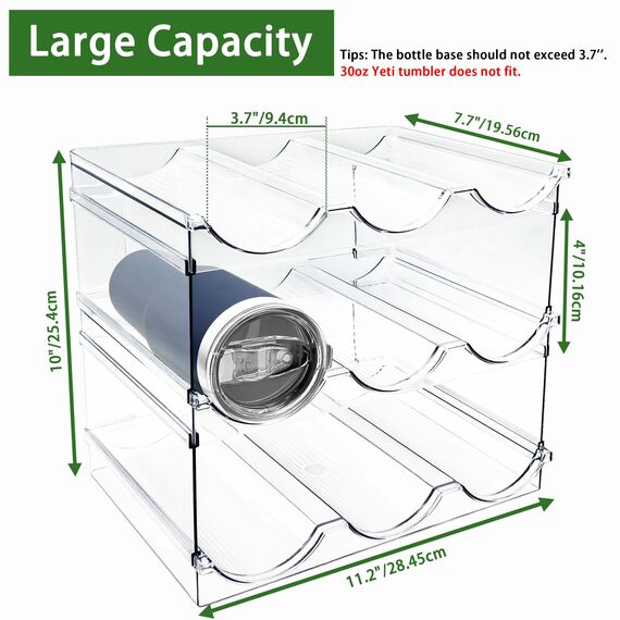 Spaclear 3 Stück Wasserflaschen-Organizer, stapelbar, Küche, Zuhause, Speisekammer, Organisation und Aufbewahrungsregal, Kunststoff-Wasserflaschenhalter für Kühlschrank, Schrank, Becher, Organizer