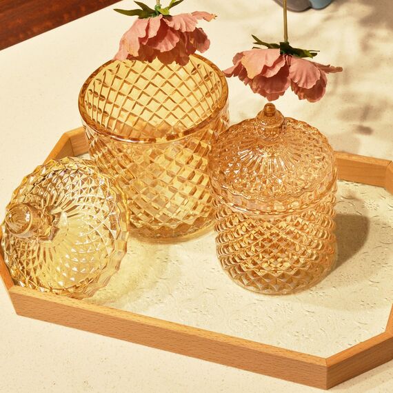 R FLORY Wattestäbchen Behälter 2 Stück Glasdosen mit Deckel Qtip Halter Tampons Kosmetik Organizer Vorratsdosen Badezimmer Aufbewahrung Wattepad Spender Deko