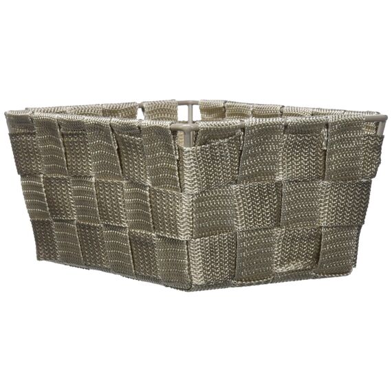 WENKO Aufbewahrungskorb Adria Mini Taupe - Badkorb, rechteckig, Kunststoff-Geflecht, Polypropylen, 19 x 9 x 14 cm, Taupe Mini Long