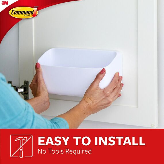 Command 4,5 kg großer Aufbewahrungsbehälter mit 4 Streifen, 25,2 x 8,6 x 13,1 cm, beschädigungsfreies Aufhängen hoher Lasten, für die ordentliche Aufbewahrung von Reinigungsmitteln, auch für