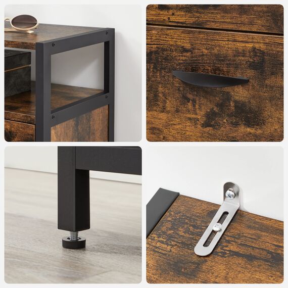 VASAGLE Schuhschrank, schmales Schuhregal, Schuhkipper mit 3 Klappen, für 15-24 Paar Schuhe, platzsparend, staubdicht, 30 x 80 x 130 cm, für Flur, vintagebraun-schwarz LBS802B01