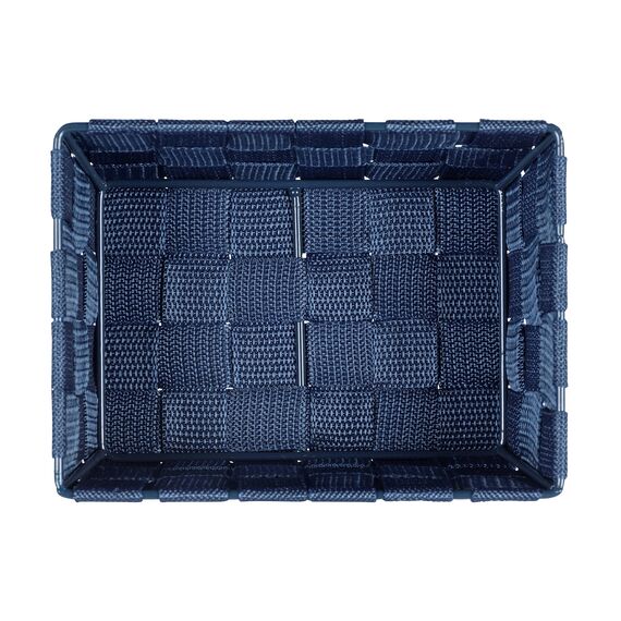 WENKO Aufbewahrungskorb Adria Mini Dunkelblau - Badkorb, rechteckig, Kunststoff-Geflecht, Polypropylen, 19 x 9 x 14 cm, Dunkelblau (Packung mit 2)
