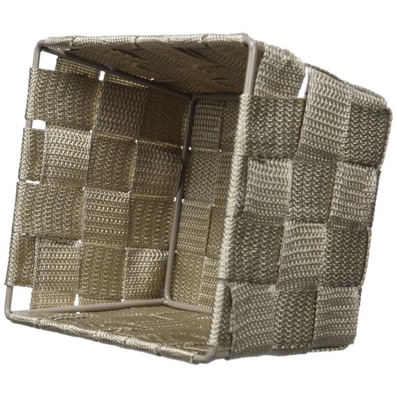 WENKO Aufbewahrungskorb Adria Mini Taupe - Badkorb, rechteckig, Kunststoff-Geflecht, Polypropylen, 19 x 9 x 14 cm, Taupe Mini Long