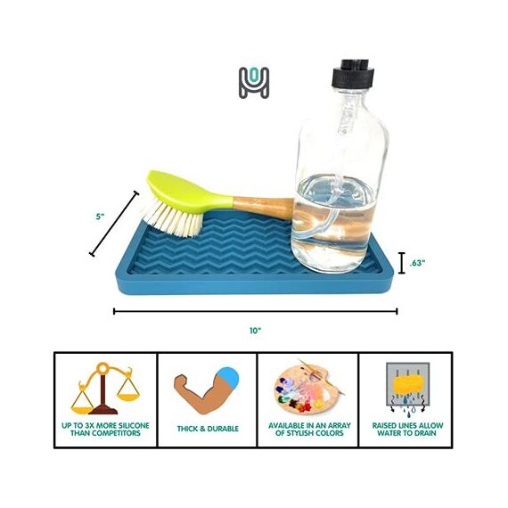 Happitasa Silikon-Küchenspüle-Organizer, Tablett und Schwammhalter, Zickzack-Stil (schwarz, 25,4 x 13,3 cm)
