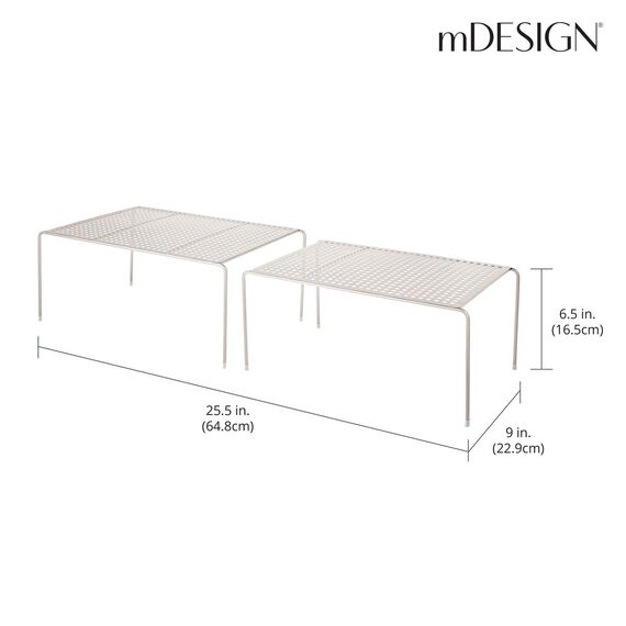 mDesign Regaleinsatz für Küchenschrank – verstellbare Geschirrablage aus Metall für mehr Abstellfläche – stapelbarer Schrankeinsatz zum Ausziehen – mattsilberfarben