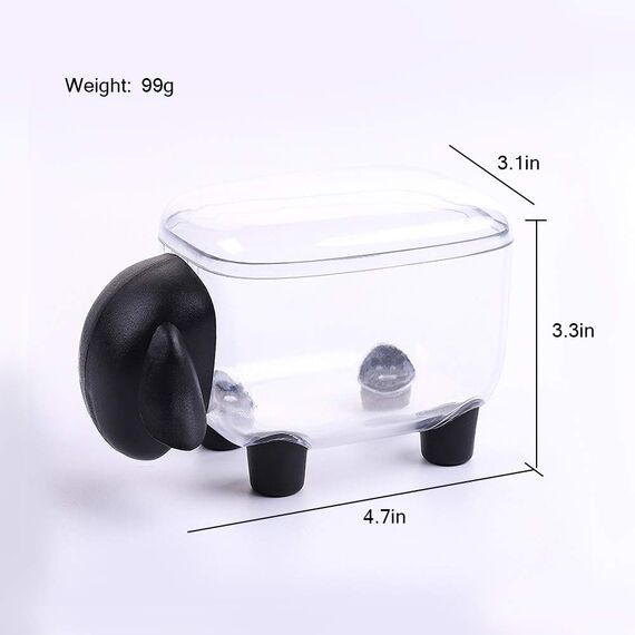 porlik Qtip Zahnstocher / Wattestäbchenhalter, Schaf-Form, mit Deckel, Schwarz