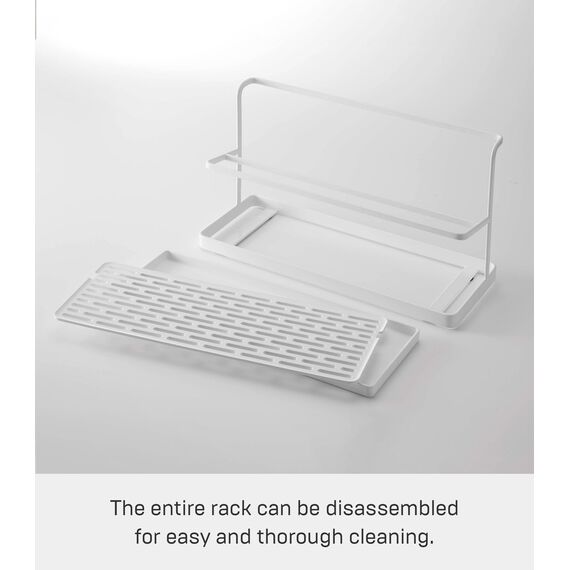 YAMAZAKI 5409 Tower Flaschen-Abtropfständer mit Ablage, weiß, Stahl/ABS-Harz, minimalistisch, 32 x 12 x 17 cm