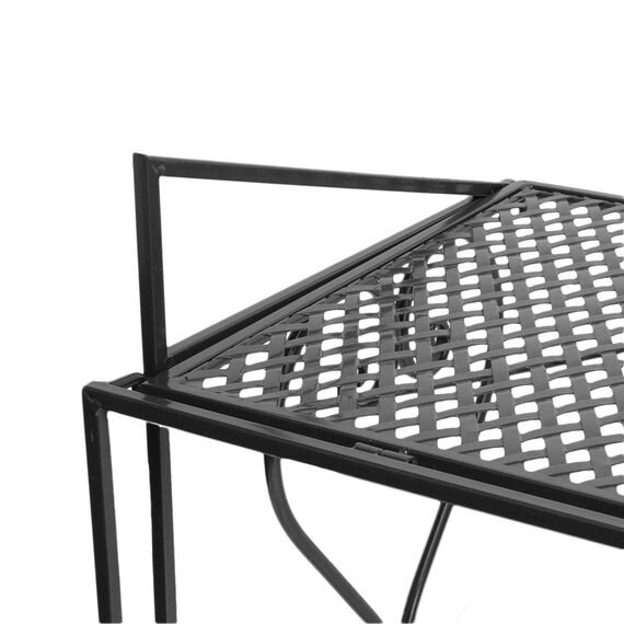 P&B Stabiles Mikrowellen-Regal, Metall, Mikrowellen-Regal, einlagig, Küchenaufbewahrung, Organizer, Arbeitsplatte, platzsparend, für kleine Küche, Badezimmer (Schwarz)