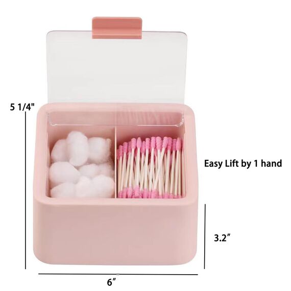 Tecbeauty Qtips Spender für Wattestäbchen, Kunststoff, mit Scharnierdeckel, 2 Fächer, 2 Stück