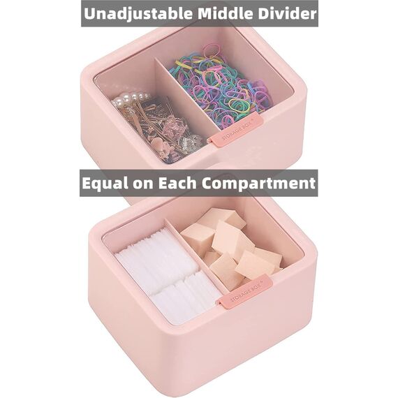 Tecbeauty Qtips Spender für Wattestäbchen, Kunststoff, mit Scharnierdeckel, 2 Fächer, 2 Stück