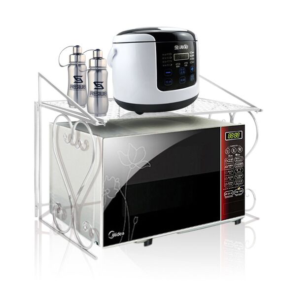 Dazone Weißes Metallregal für Mikrowelle, 1 Regalbrett, Industriell, Aufbewahrungsregal für Küche