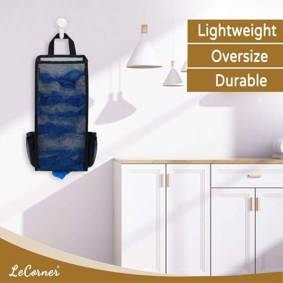 LeCorner Plastiktütenhalter, große Kapazität, Lebensmittelbeutelhalter, atmungsaktiver Netz-Plastiktütenhalter für Lebensmitteltüten, leichter Müllbeutelhalter, Spender, Organizer