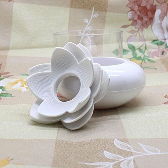 HomDSim Lotus-Wattestäbchen-Halter, kleine Wattestäbchen, Zahnstocher, Bürstenhalter, Aufbewahrungsbox, Organizer mit transparentem Deckel, staubdichter Deckel, Grün, Pink, Weiß, 3 Stück